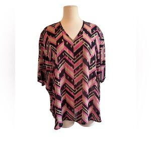 Jade Pink, Black and gold‎ Chevron Blouse